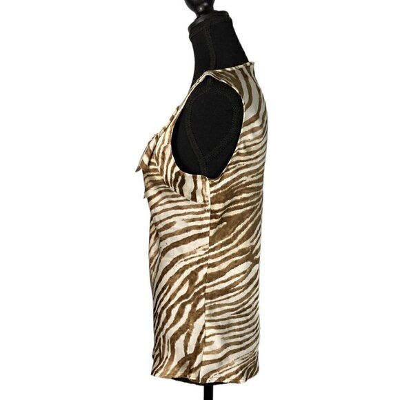 Vintage Y2K Satin Blouse, Sleeveless Tiger Print Top - Picture 5 of 9